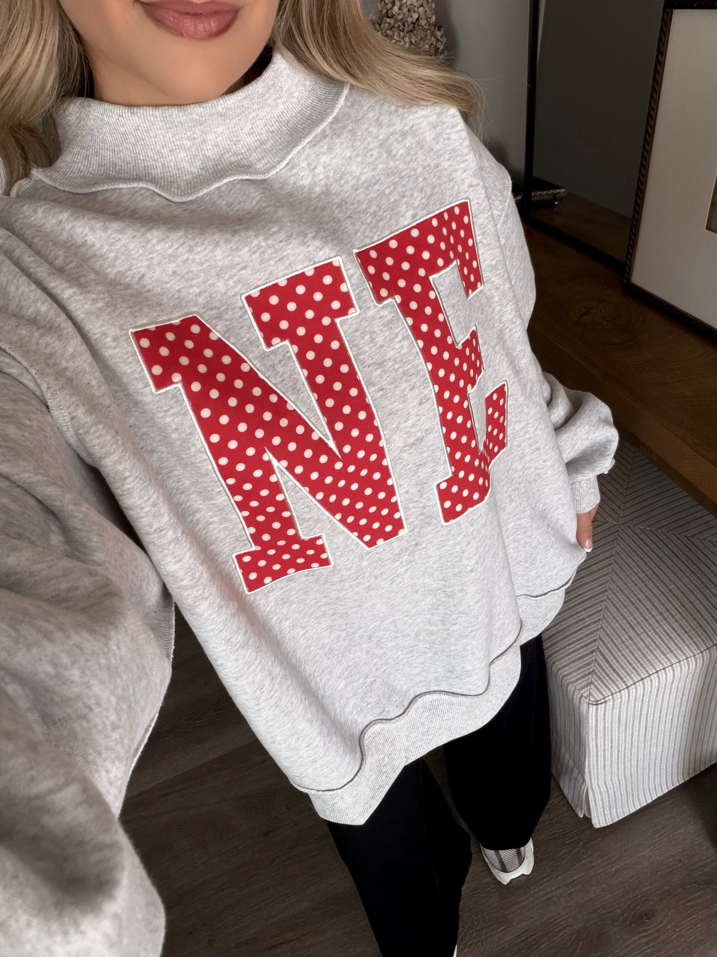 "NE" Dotted Oversized Mockneck
