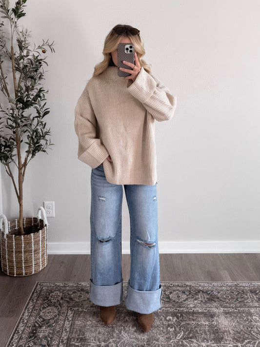Hollis High Rise Wide Cuffed Jeans / Tall Friendly