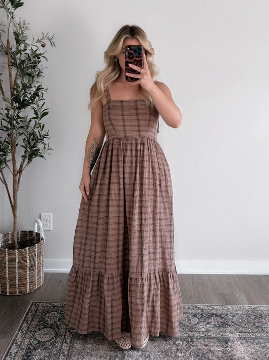Brown Sugar Gingham Midi Dress