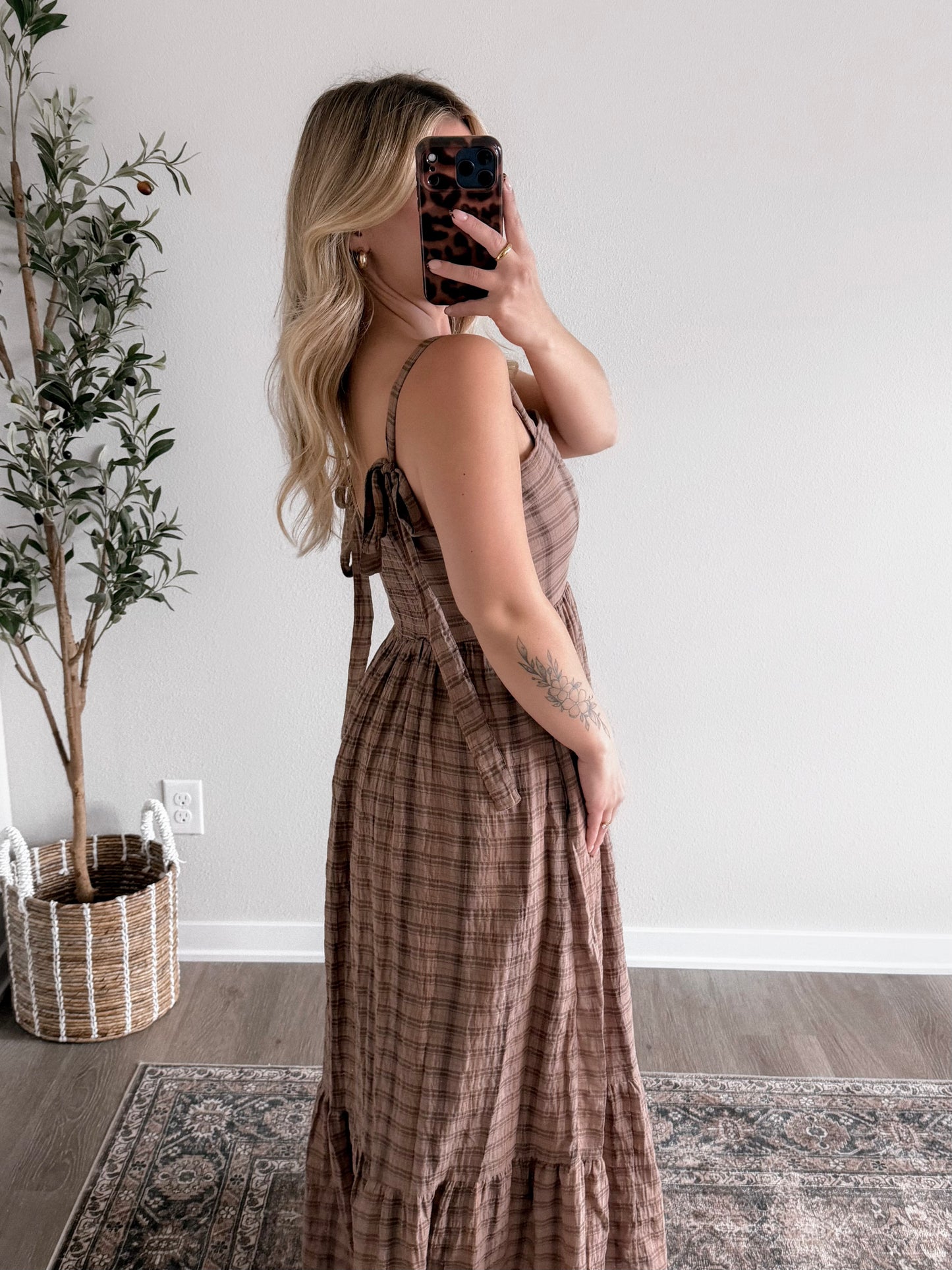 Brown Sugar Gingham Midi Dress