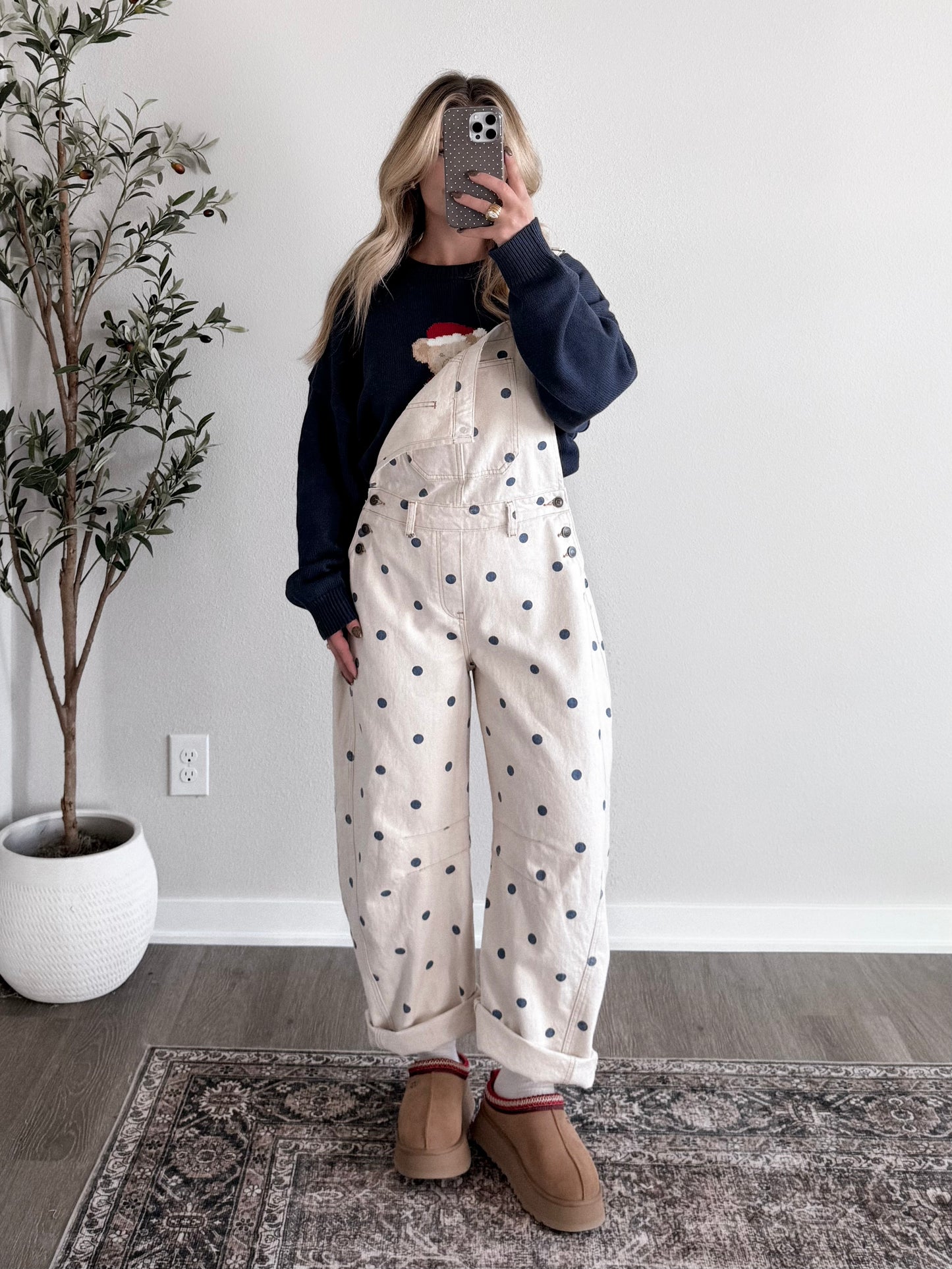 Spotted Barrel Overalls / Cream-Navy