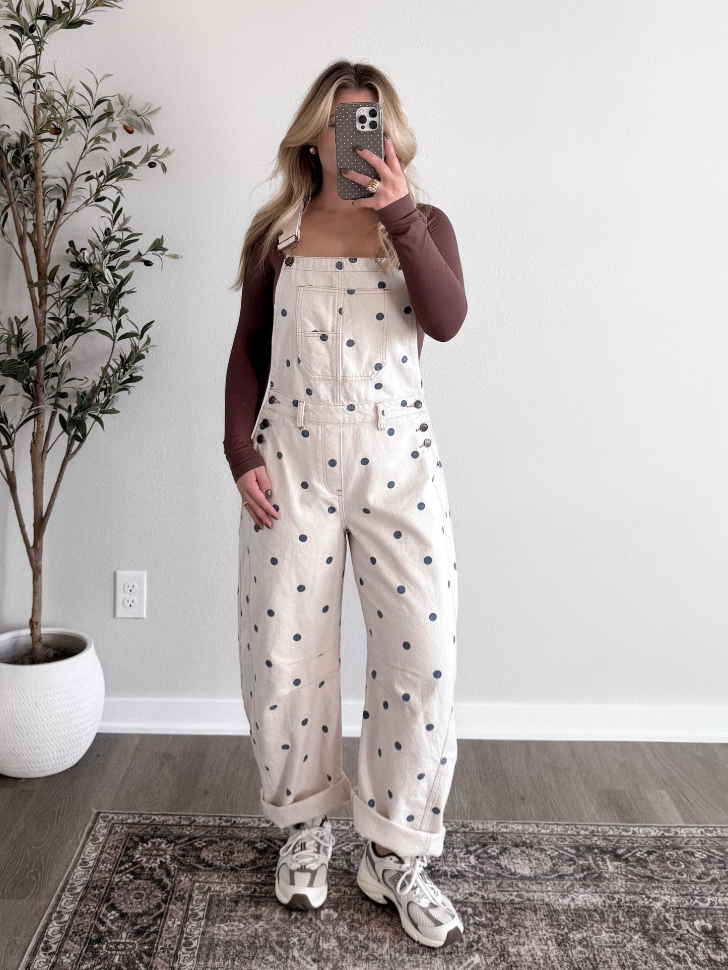 Spotted Barrel Overalls / Cream-Navy