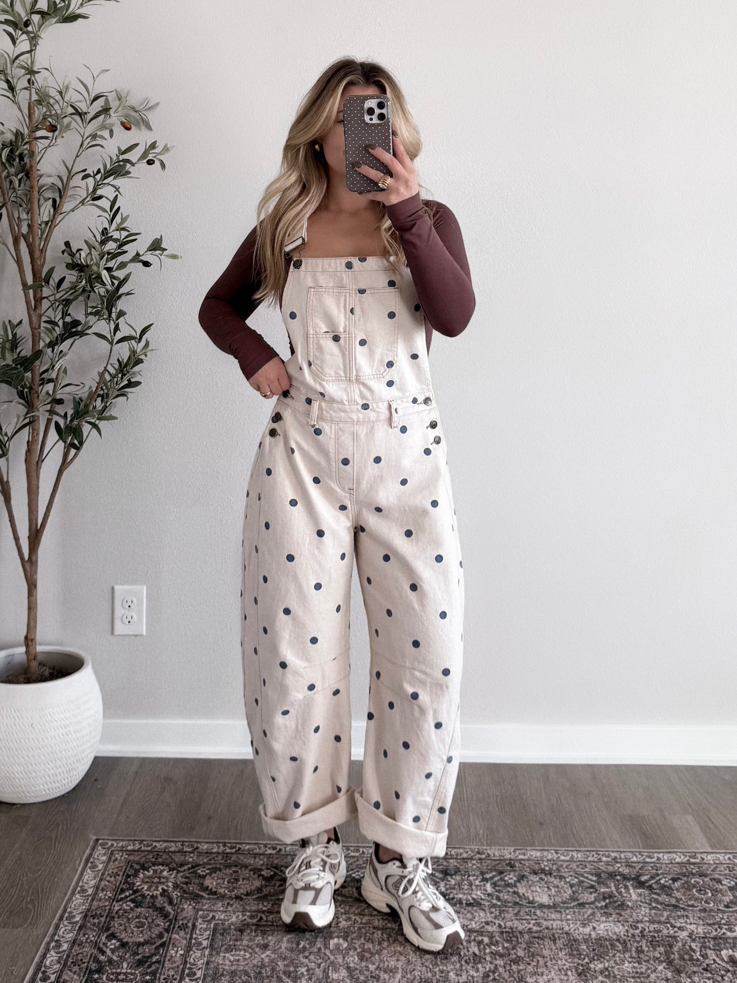 Spotted Barrel Overalls / Cream-Navy