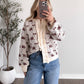 Frosted Frill Floral Knit Cardigan