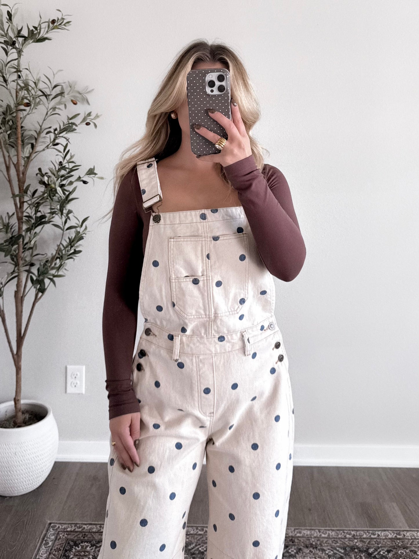 Spotted Barrel Overalls / Cream-Navy