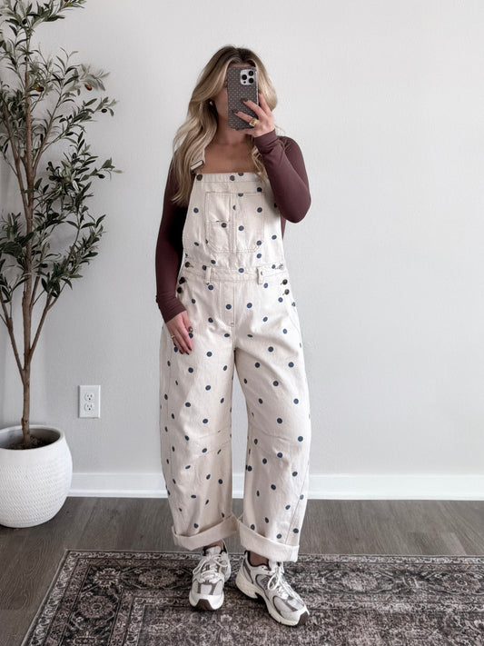 Spotted Barrel Overalls / Cream-Navy