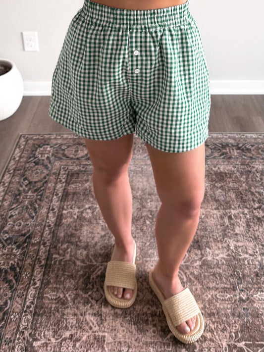 Porch Gingham Boxer Short / Green