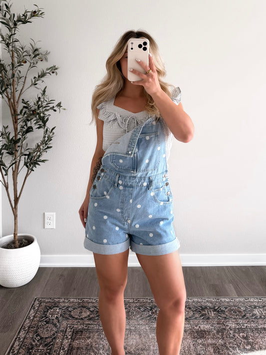 American Honey Dot Denim Shortalls