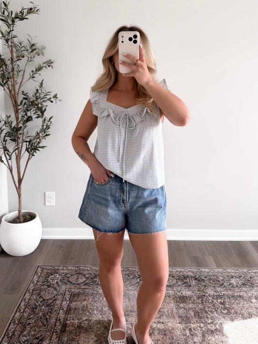 Breezy Grid Print Top