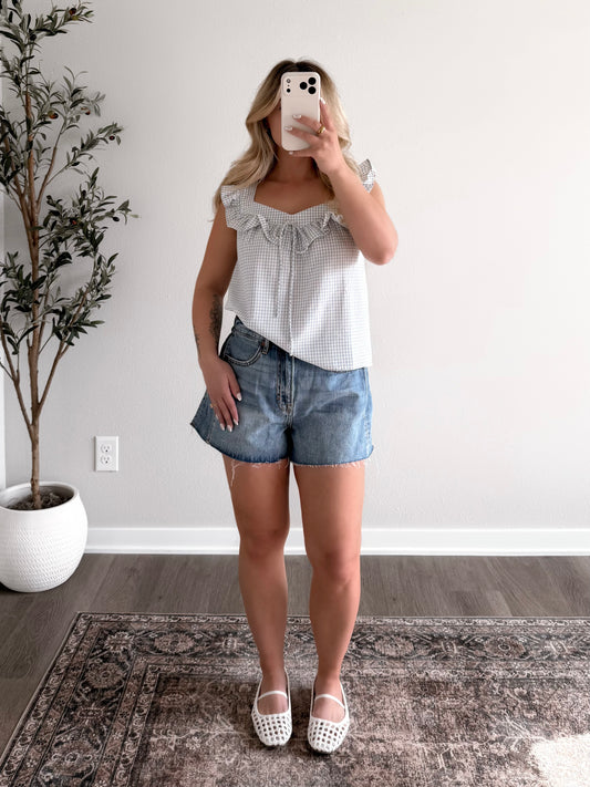 Breezy Grid Print Top