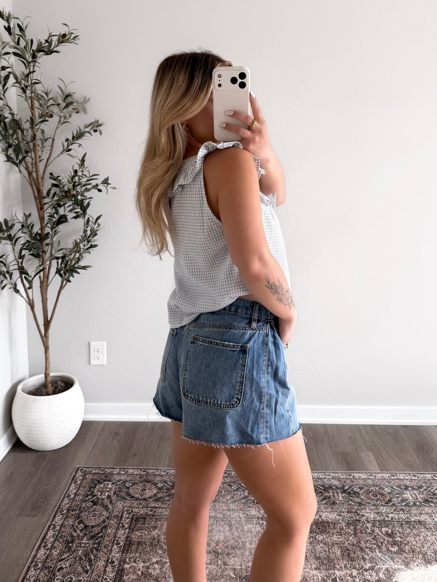 Breezy Grid Print Top