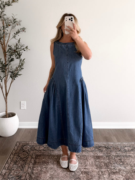 Franklin Square Denim Midi Dress