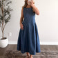 Franklin Square Denim Midi Dress