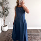 Franklin Square Denim Midi Dress