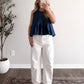 Della Denim Pleated Top
