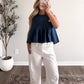 Della Denim Pleated Top