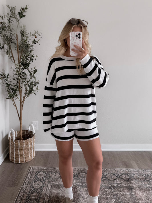Edge Of Comfort Striped Knit Set