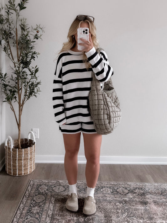 Edge Of Comfort Striped Knit Set