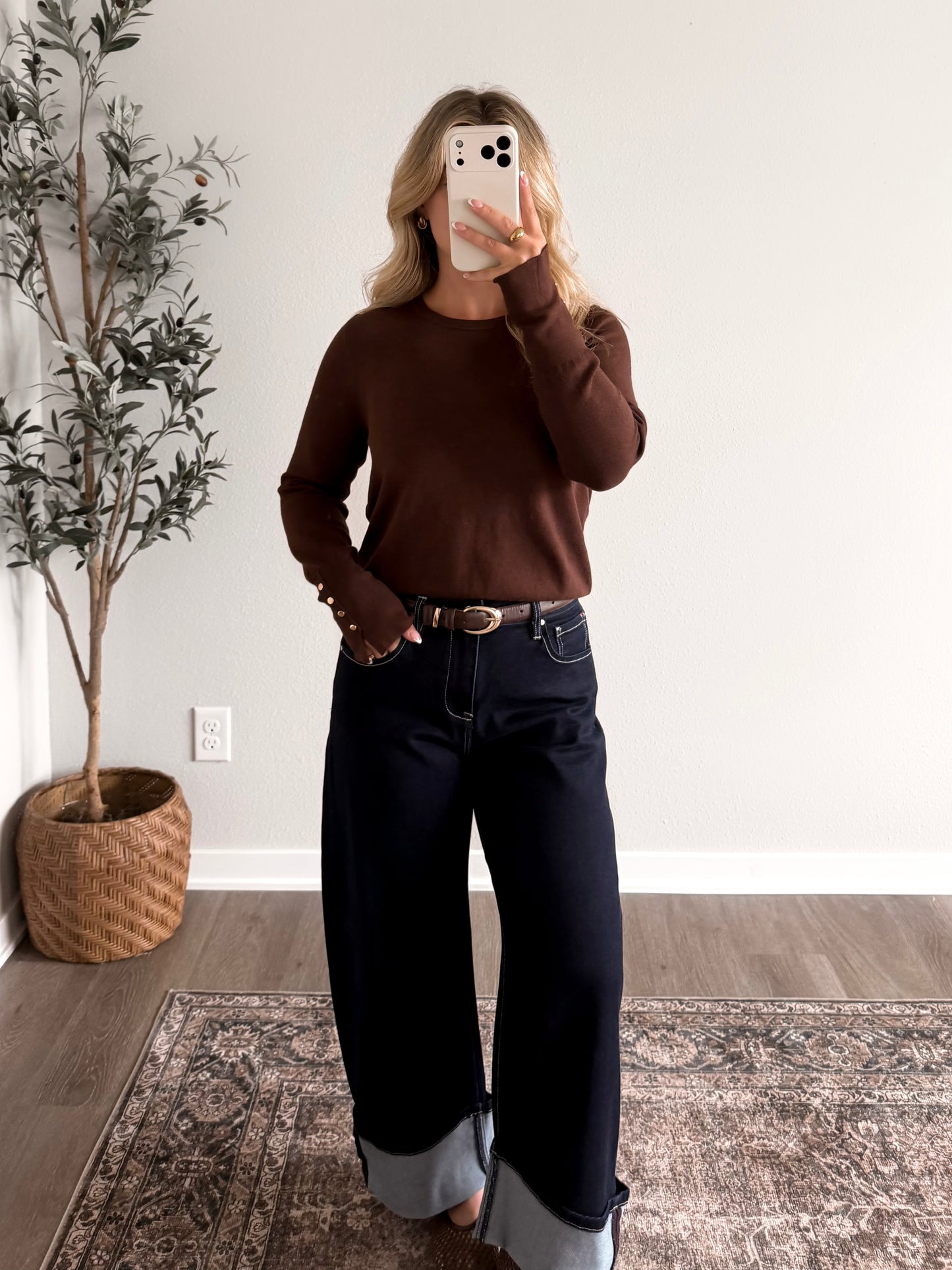 Office Hours Knit Top / Brown