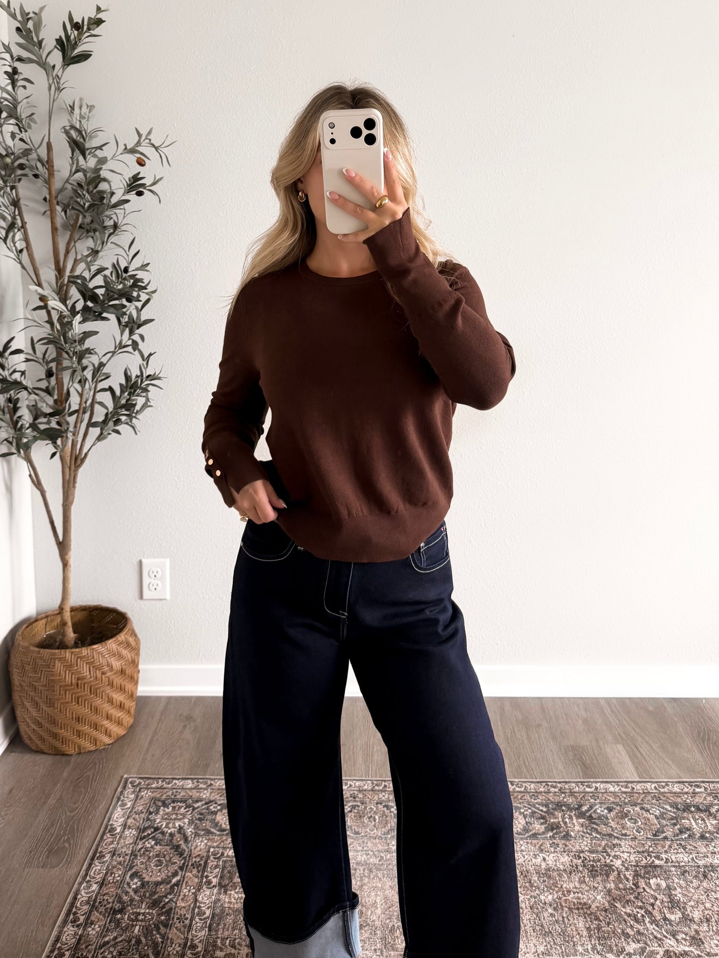 Office Hours Knit Top / Brown