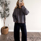 Cozy Club Knit Cardigan / Brown Blue