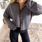 Cozy Club Knit Cardigan / Brown Blue