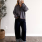 Cozy Club Knit Cardigan / Brown Blue
