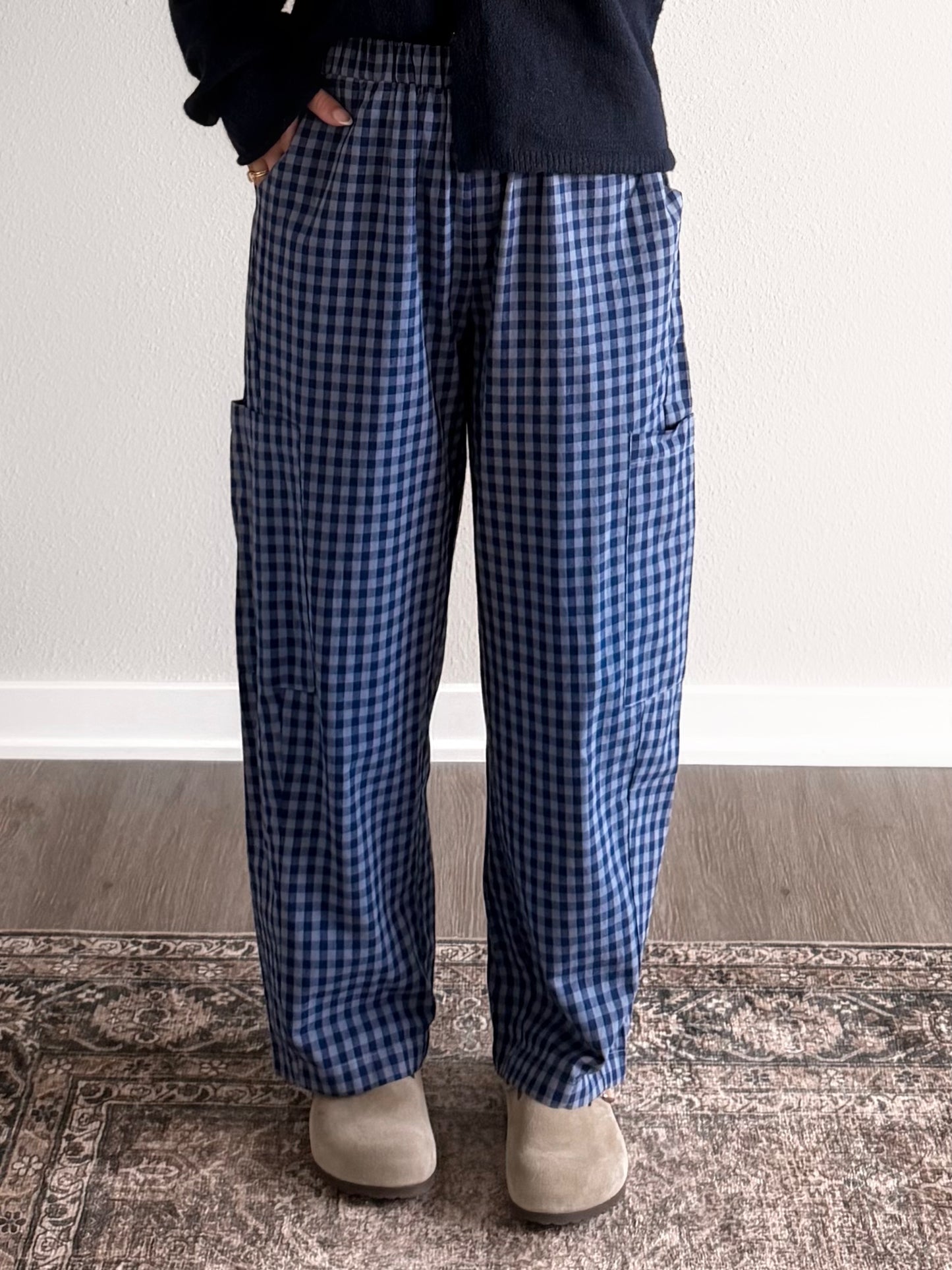 Wild Blueberry Gingham Pant (Restocking Early October)