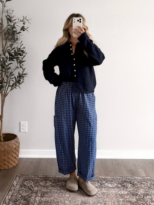Augie Knit Button Cardigan / Navy (Restocking Early September )