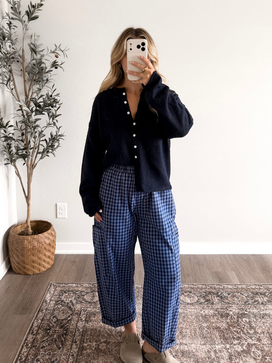 Augie Knit Button Cardigan / Navy (Restocking Early September )