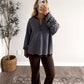 In Season Knit Henley / Brown Blue