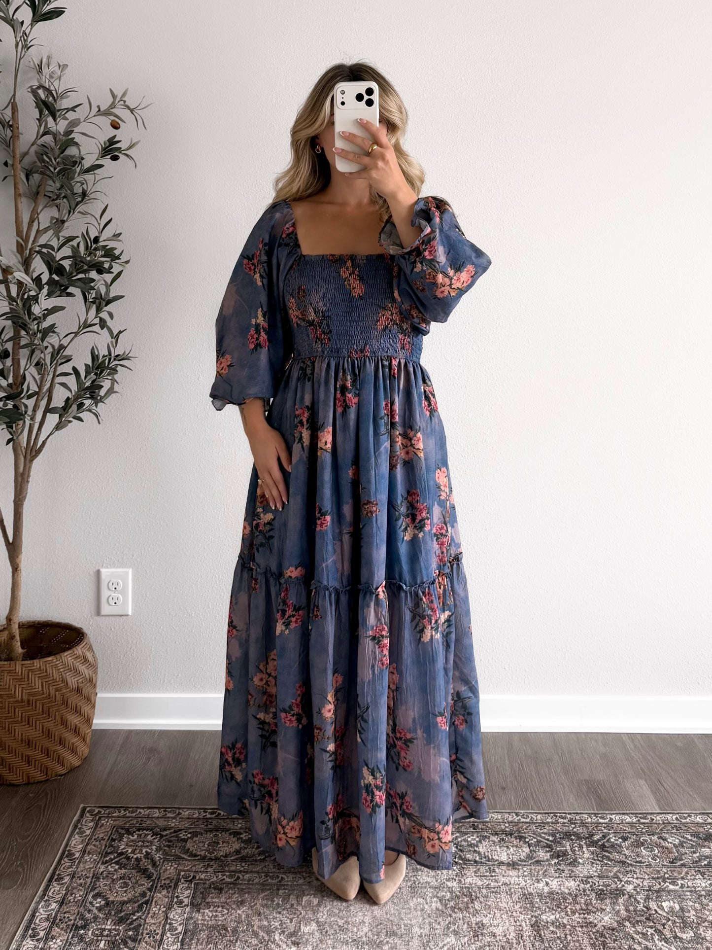 Blue Orchard Floral Maxi Dress