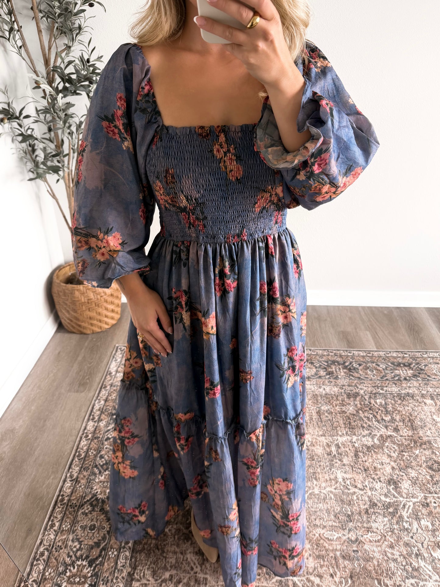 Blue Orchard Floral Maxi Dress