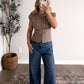 Apple Cider Plaid Button Top