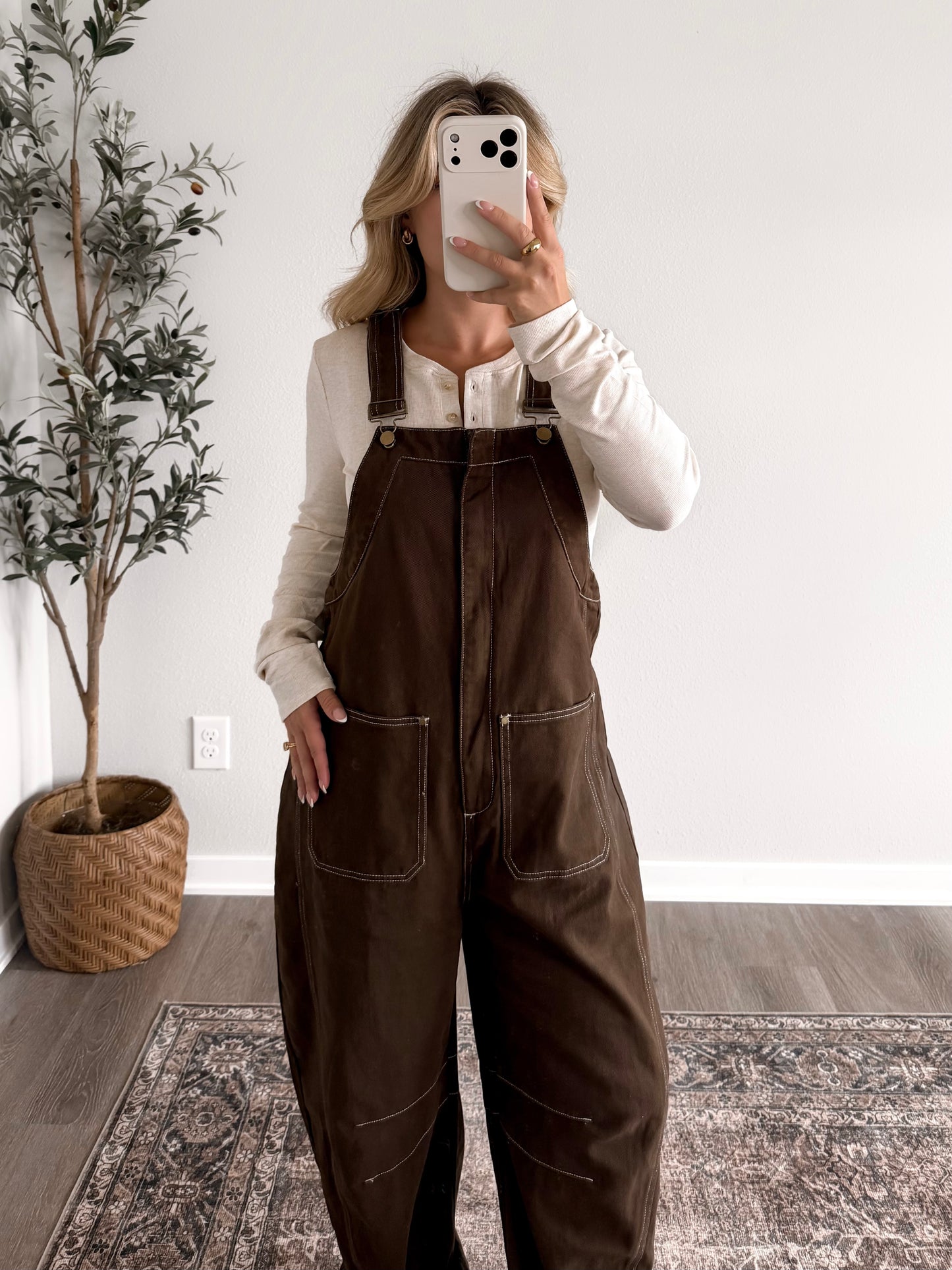 Rome Denim Barrel Overalls / Brown