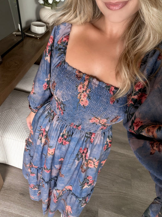 Blue Orchard Floral Maxi Dress