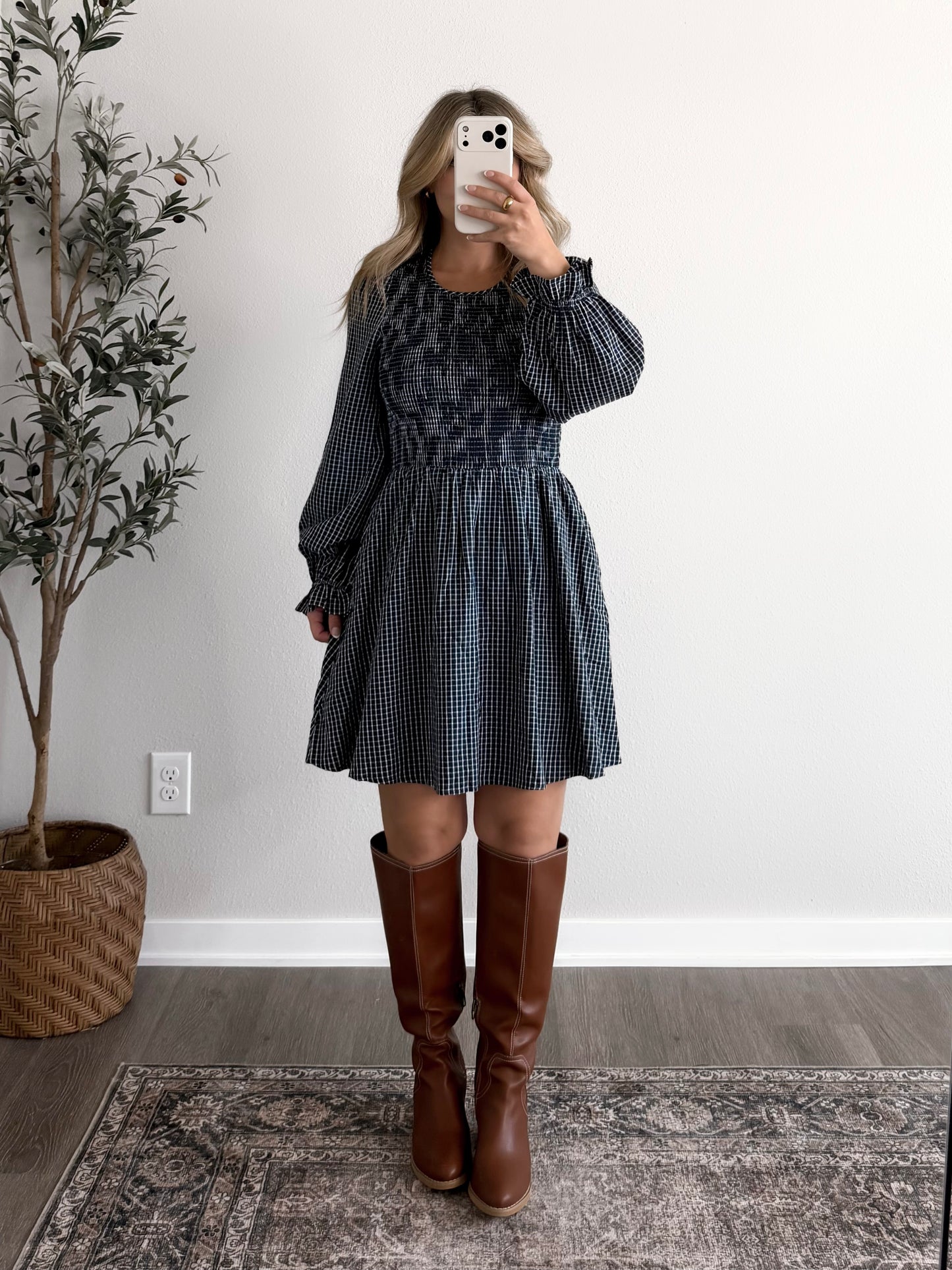 Blackberry Gingham Dress / Navy