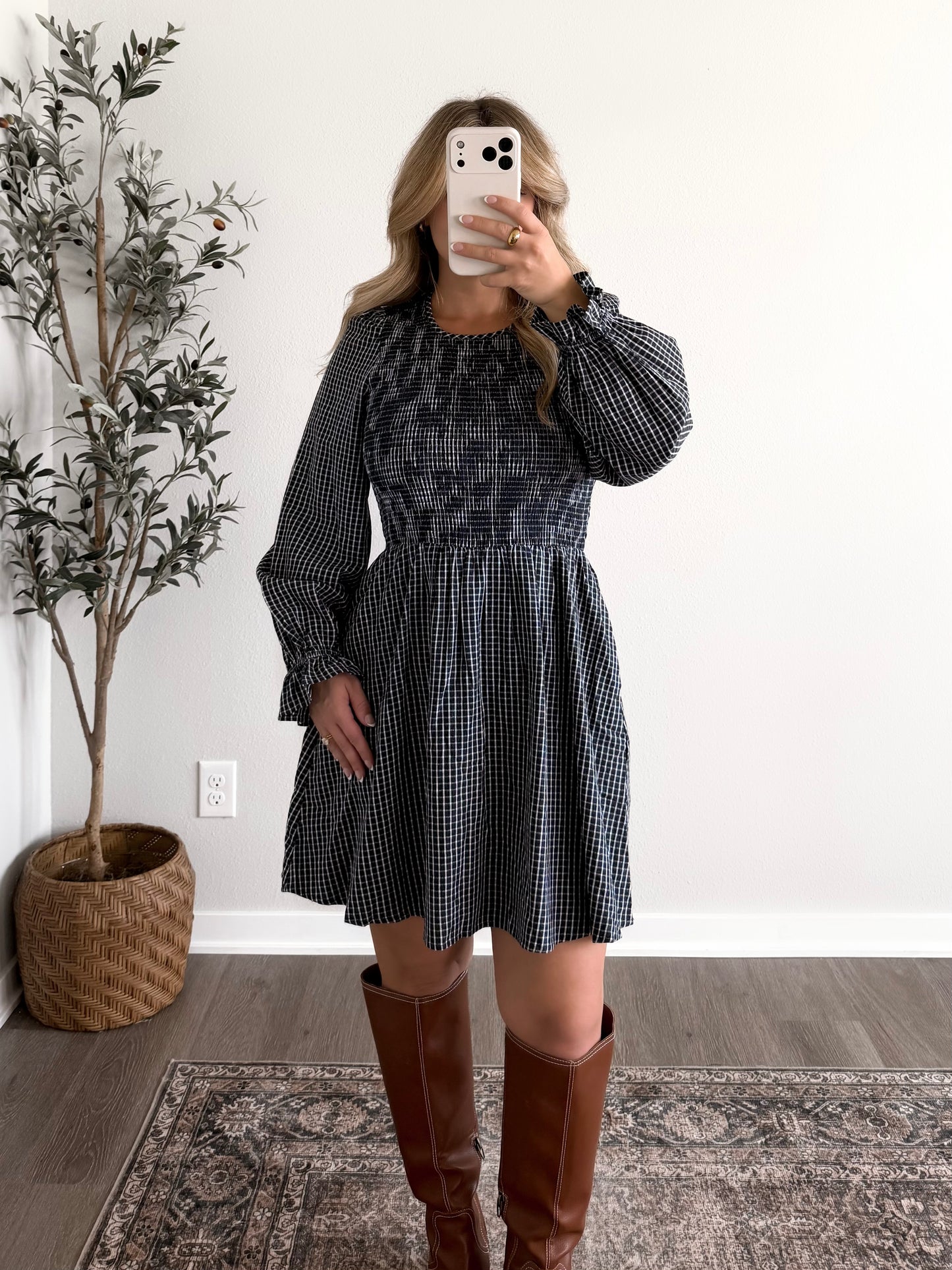Blackberry Gingham Dress / Navy