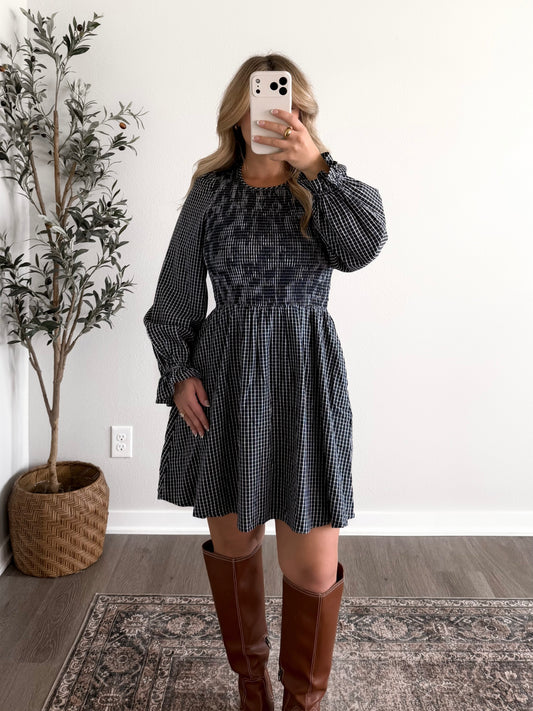 Blackberry Gingham Dress / Navy