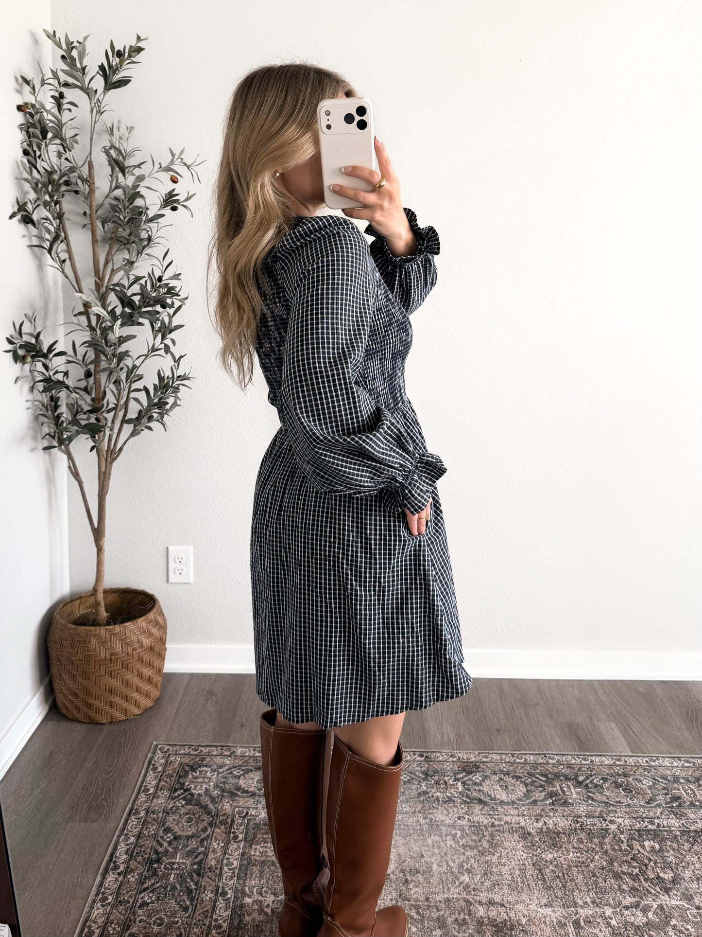 Blackberry Gingham Dress / Navy