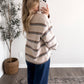 Soft Stripe Knit Cardigan / Oat