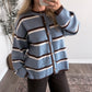 Soft Stripe Knit Cardigan / Blue
