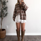 Soft Stripe Knit Cardigan / Mocha