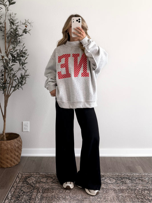 "NE" Dotted Oversized Mockneck