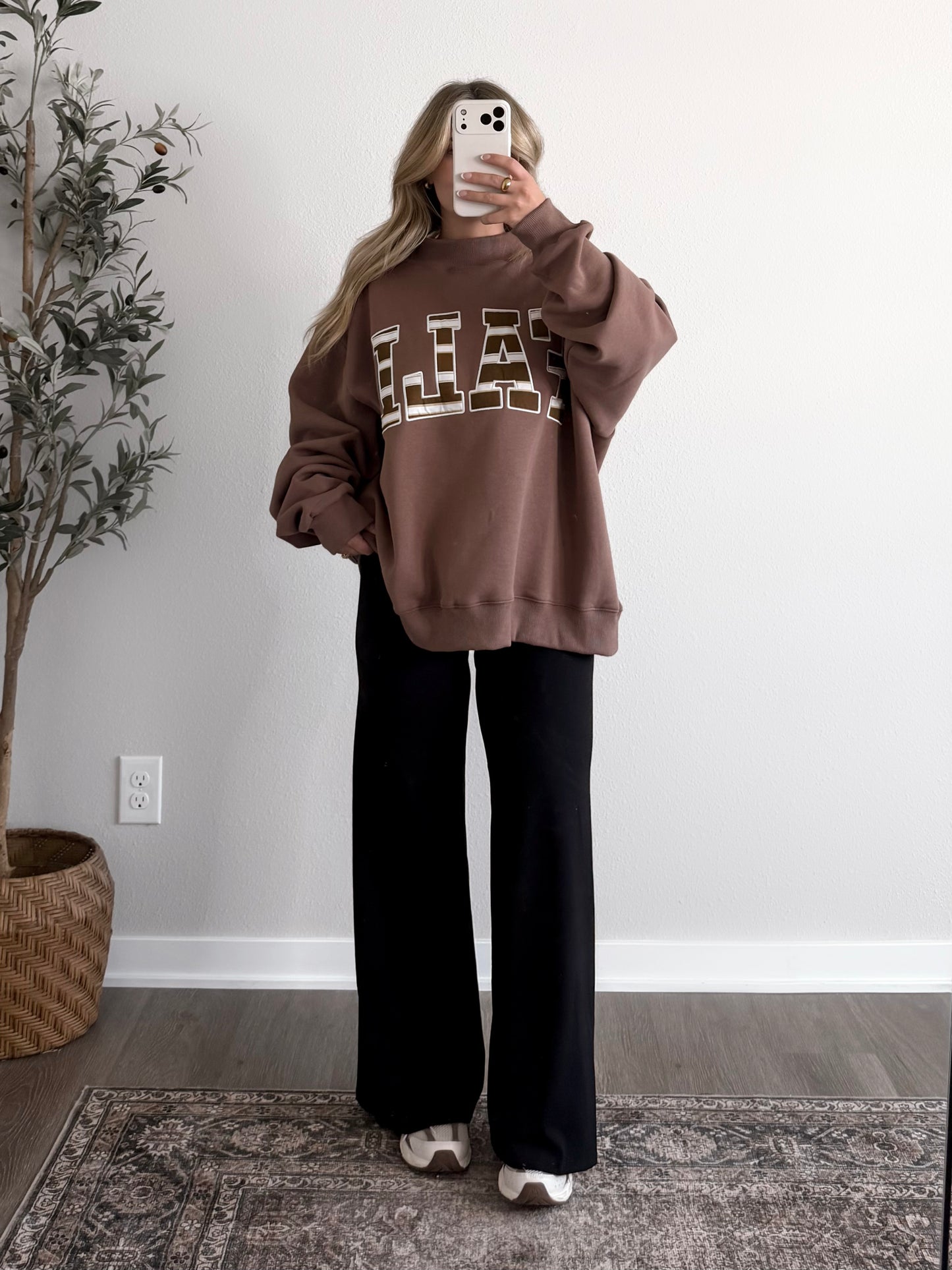 “Fall” Striped Oversized Mockneck