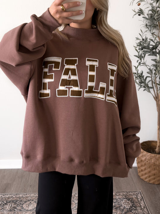 “Fall” Striped Oversized Mockneck