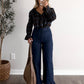 French Ruffle Crop Pant / Dark Denim