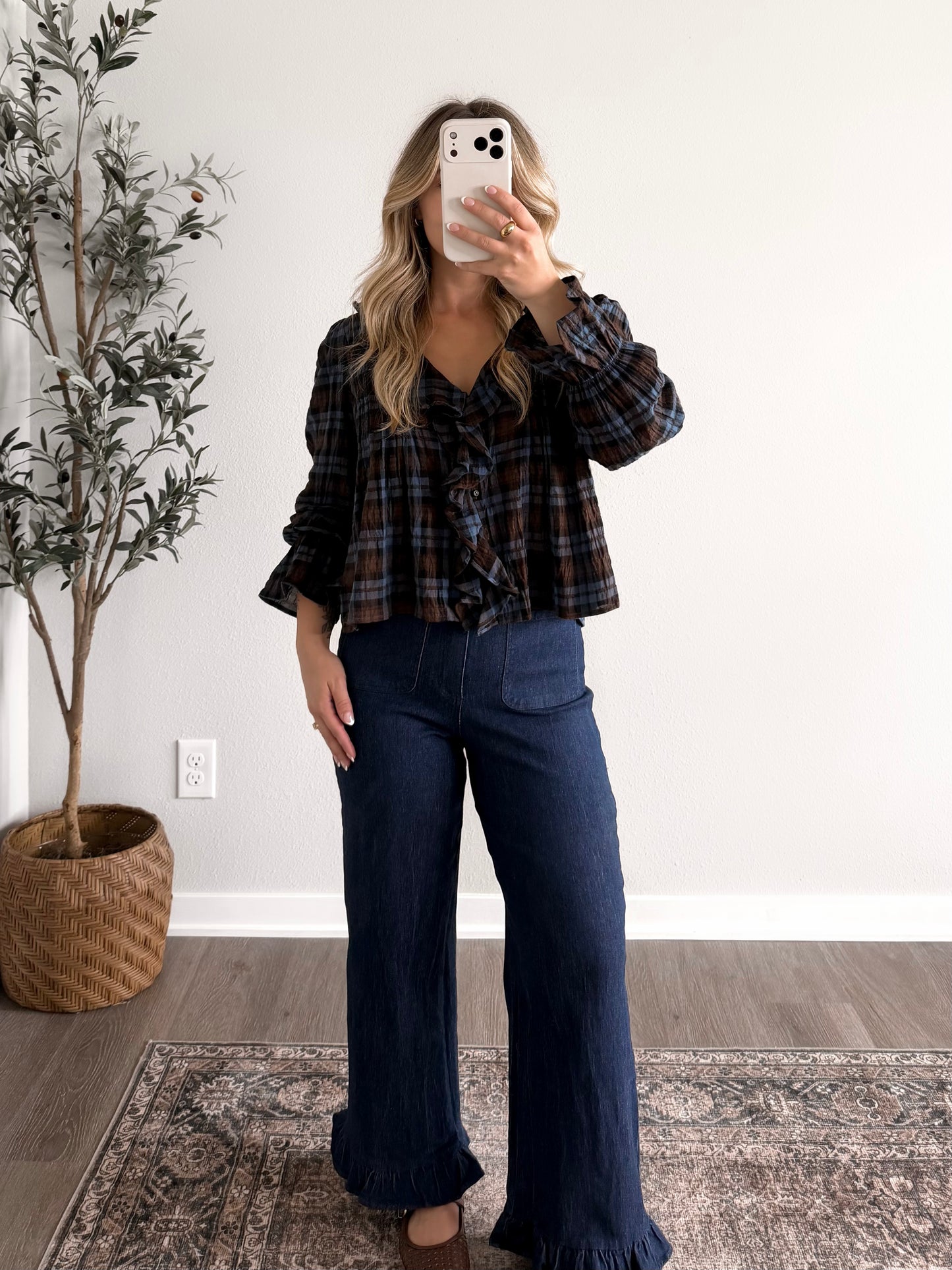 Dark Cider Plaid Top