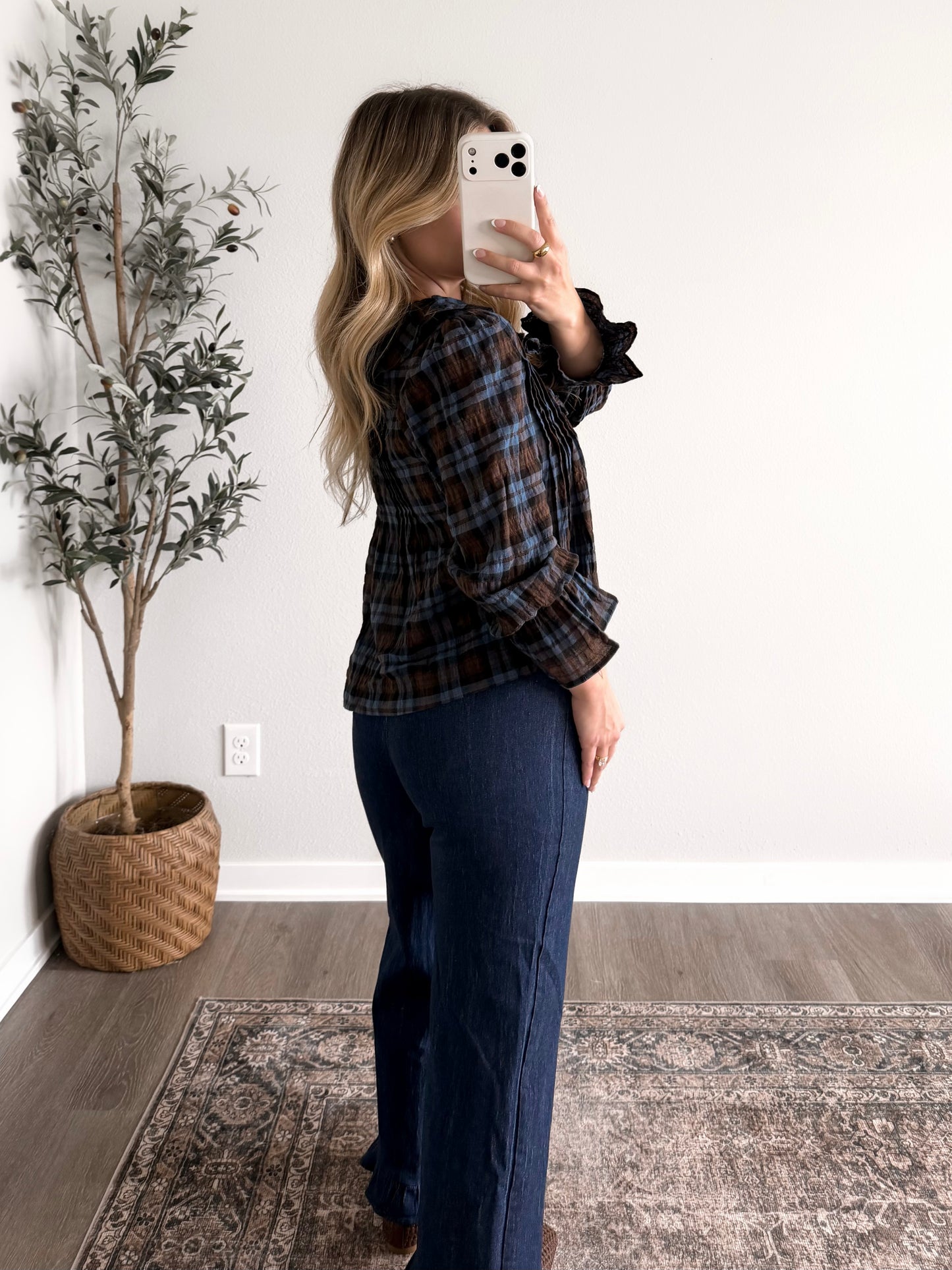 Dark Cider Plaid Top