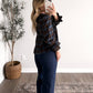 French Ruffle Crop Pant / Dark Denim